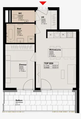 2-Zimmer-Wohnung mieten in Bruck an der Leitha – 46 m², € 795 – Bild 11 von 14
