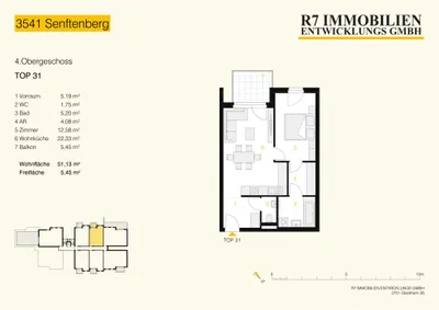 2-Zimmer-Wohnung mieten in Krems Land – 51,13 m², € 1.034 – Bild 14 von 14