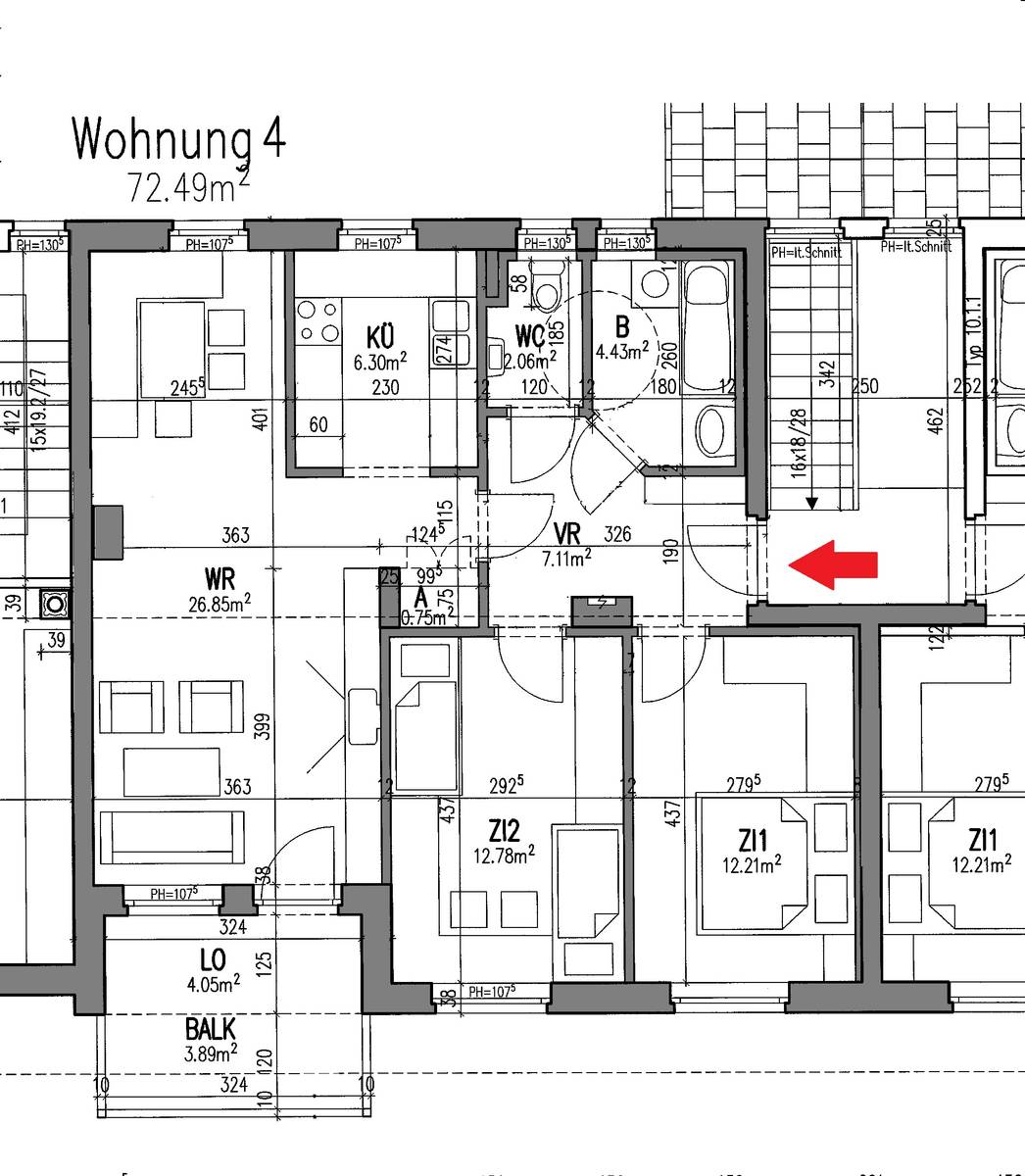 Gut aufgeteilte 3-Zimmer-Wohnung im Obergeschoss - geförderte Miete ODER geförderte Miete mit Kaufoption - 3 Zimmer - Ansicht 2