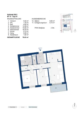 3-Zimmer-Wohnung mieten in Krems Land – 76,03 m², € 768 – Bild 2 von 2