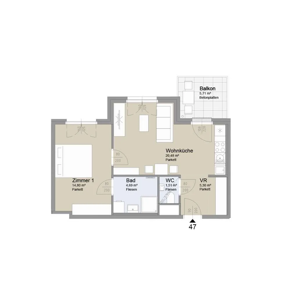 SOLEY - Eigene Wohnung, eigenes Leben - 2-Zimmer Wohnung - Ansicht 2