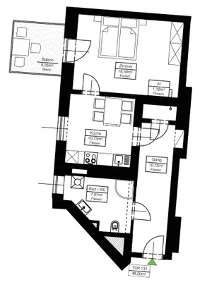 2-Zimmer-Wohnung mieten in Graz – 49,2 m², € 640 – Bild 2 von 5