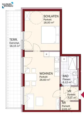 2-Zimmer-Wohnung mieten in Zell am See – 56 m², € 858 – Bild 2 von 2