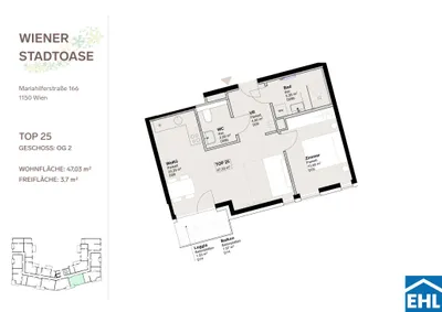 2-Zimmer-Wohnung mieten in Wien – 47,03 m², € 1.130 – Bild 13 von 13