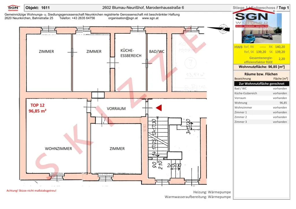 Generalsanierte 4-Zimmer Altbauwohnung mit Garten in Blumau-Neurißhof - Ansicht 2