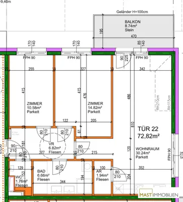 3-Zimmer-Wohnung mieten in Wien – 72,82 m², € 1.276 – Bild 14 von 18