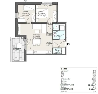 3-Zimmer-Wohnung kaufen in Wien – 55,35 m², € 357.700 – Bild 12 von 12