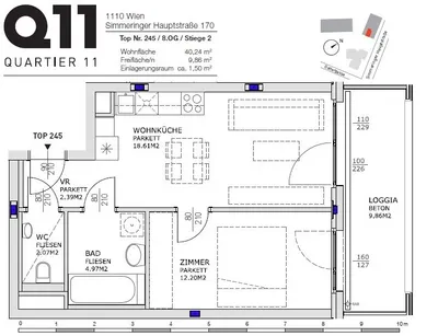 2-Zimmer-Wohnung mieten in Wien – 40,24 m², € 943 – Bild 13 von 14