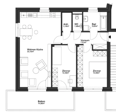 3-Zimmer-Wohnung mieten in Hartberg-Fürstenfeld – 77,5 m², € 737 – Bild 2 von 2