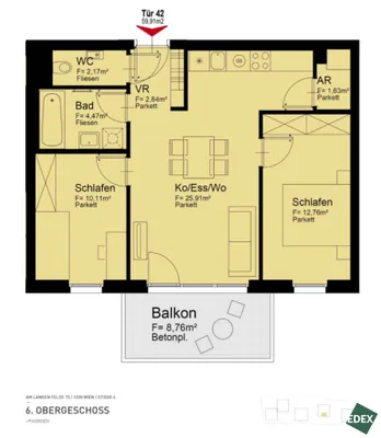3-Zimmer-Wohnung mieten in Wien – 59,91 m², € 1.249 – Bild 15 von 15