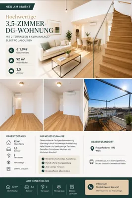 HOCHWERTIGE 3,5-ZIMMER-DG-WOHNUNG MIT 2 TERRASSEN & KLIMAANLAGE+ ELEKTRO JALOUSIEN