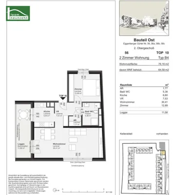 2-Zimmer-Wohnung mieten in Graz – 64,58 m², € 730 – Bild 13 von 13