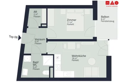 2-Zimmer-Wohnung mieten in Graz – 39 m², € 666 – Bild 3 von 4