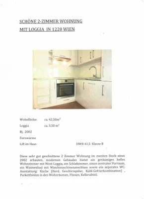 2-Zimmer-Wohnung mieten in Wien – 43 m², € 850
