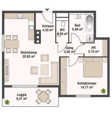 2-Zimmer-Wohnung mieten in Sankt Pölten Land – 58 m², € 937 – Bild 9 von 9