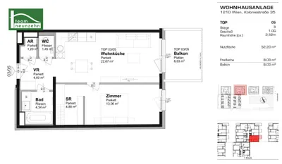 2-Zimmer-Wohnung mieten in Wien – 52,2 m², € 984 – Bild 21 von 21