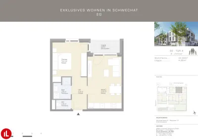 2-Zimmer-Wohnung mieten in Bruck an der Leitha – 44,02 m², € 862 – Bild 2 von 2