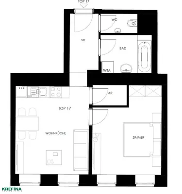 2-Zimmer-Wohnung mieten in Wien – 47,31 m², € 572 – Bild 3 von 3