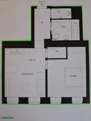 2-Zimmer-Wohnung mieten in Wien – 47,31 m², € 572 – Bild 2 von 3