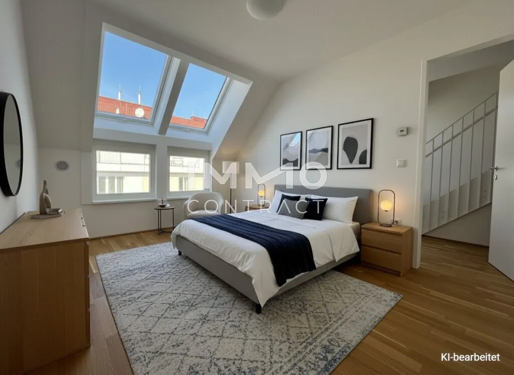 BEIM DONAUUFER: Lichtdurchflutete, klimatisierte Dachgeschoßwohnung mit Dachterrassen über den Dächern von Wien, Wien
