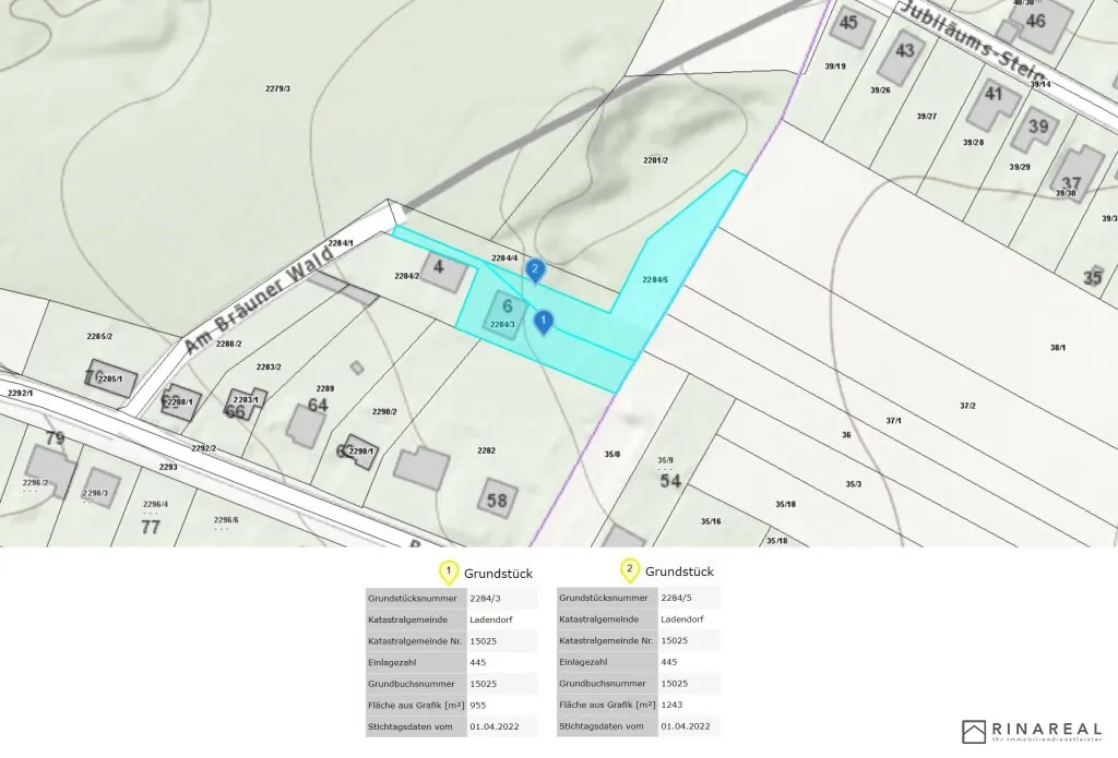 Baugrundstück - Am Bräuner Wald | 2125 Neubau (Bauplatz 2 + LN) - Ansicht 2