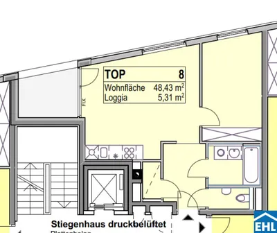 2-Zimmer-Wohnung mieten in Wien – 48,43 m², € 1.099 – Bild 1 von 6