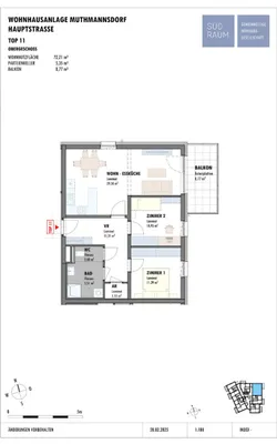 3-Zimmer-Wohnung mieten in Wiener Neustadt Land – 72,72 m², € 833 – Bild 2 von 2
