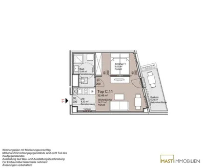1-Zimmer-Wohnung mieten in Wien – 32,49 m², € 750 – Bild 6 von 7