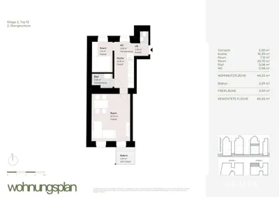 2-Zimmer-Wohnung kaufen in Wien – 44,23 m², € 375.000 – Bild 12 von 12
