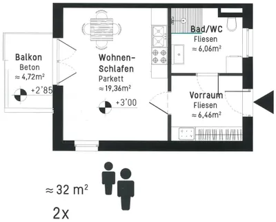 1-Zimmer-Wohnung mieten in Graz – 32,19 m², € 643 – Bild 4 von 10