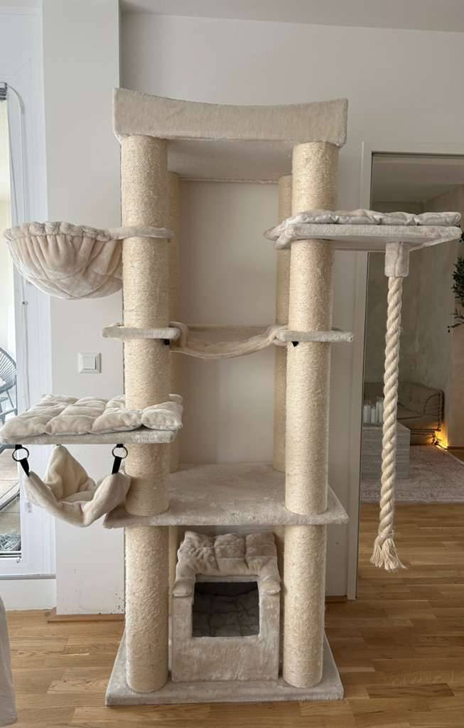 XXL Kratzbaum beige Nobby RUBI 197cm | Katzenbaum mit Hngematte & Hhle -  wie neu,  250,- (1210 Wien) - willhaben