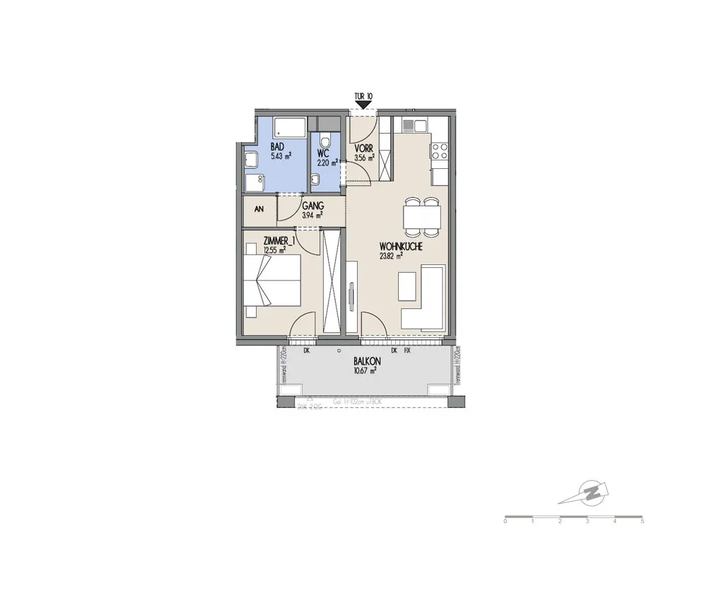 Hof am Park - Praktische 2-Zimmer-Wohnung mit Westbalkon - Ansicht 2