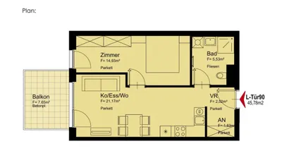 2-Zimmer-Wohnung mieten in Wien – 46 m², € 949 – Bild 23 von 23