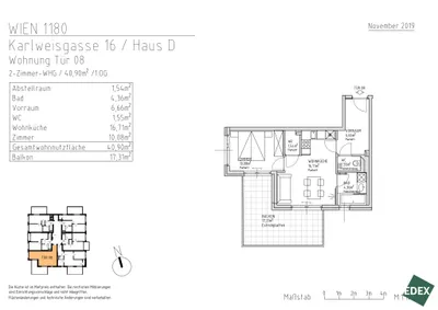 2-Zimmer-Wohnung mieten in Wien – 41 m², € 1.149 – Bild 14 von 14