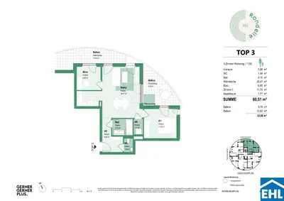 3-Zimmer-Wohnung mieten in Wien – 60,93 m², € 1.549 – Bild 13 von 13