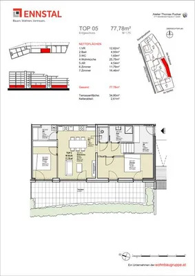 3-Zimmer-Wohnung mieten in Graz – 77,78 m², € 1.176 – Bild 3 von 3