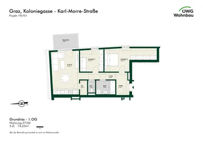 3-Zimmer-Wohnung mieten in Graz – 74,6 m², € 1.266 – Bild 5 von 5