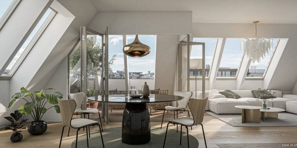 3-Zimmer Erstbezug mit 14 m² Loggia und 39 m² Dachterrasse, direkt am Naschmarkt, Wien