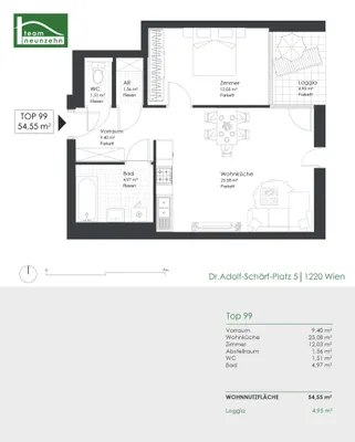 2-Zimmer-Wohnung mieten in Wien – 54,55 m², € 1.375 – Bild 19 von 19