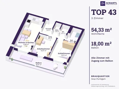 3-Zimmer-Wohnung kaufen in Graz – 54,33 m², € 293.480 – Bild 14 von 16