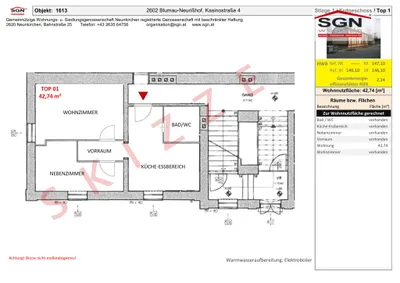 2-Zimmer-Wohnung mieten in Baden – 42,74 m², € 438 – Bild 2 von 2