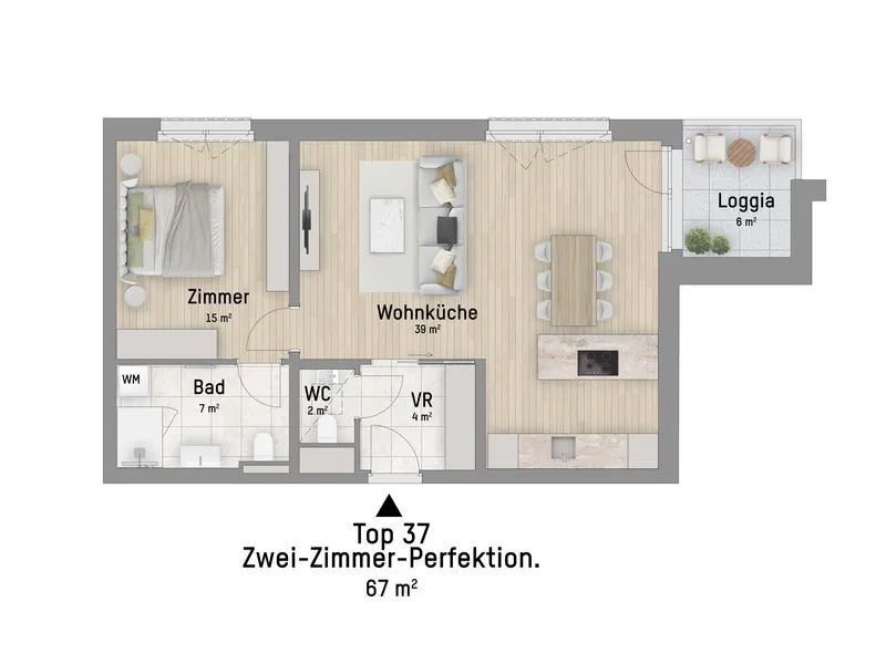 1220, Wagramer Straße, Beim Donau Zentrum, U1 und Alte Donau, 2-Zimmer-Eigentumswohnung - Ansicht 3