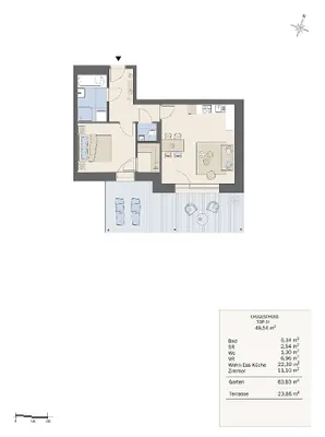 2-Zimmer-Wohnung kaufen in Graz – 49 m², € 290.000 – Bild 3 von 9