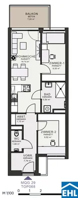 3-Zimmer-Wohnung mieten in Graz – 54,8 m², € 852 – Bild 7 von 7