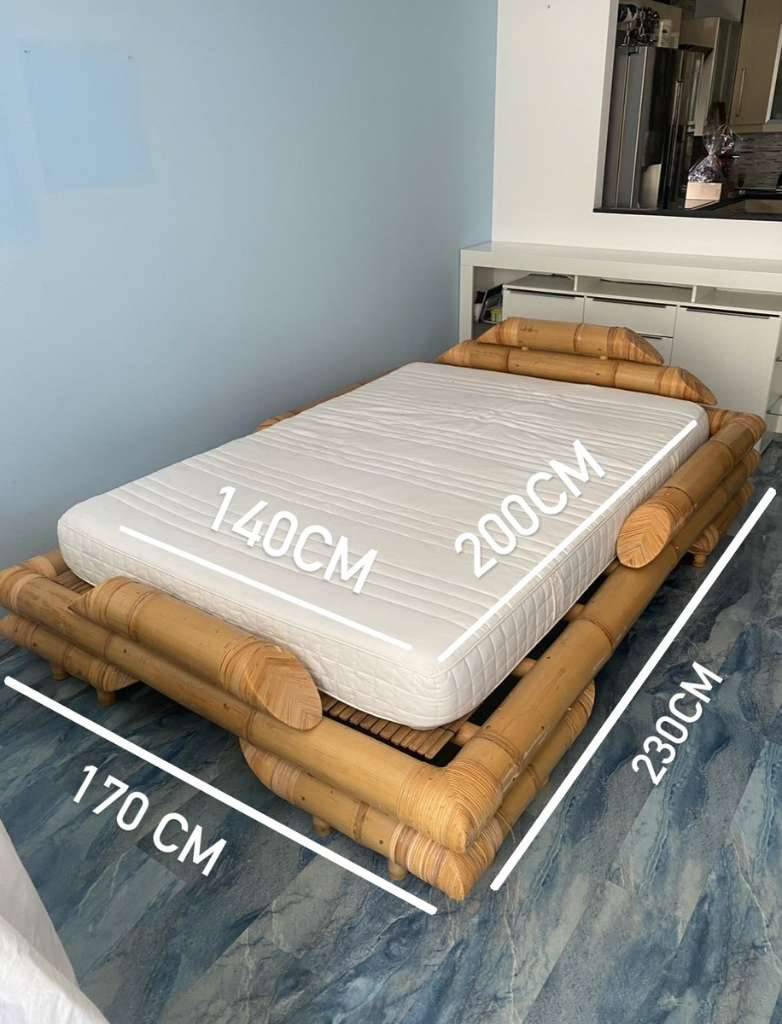 Bambus Bett inkl. Lattenrostmatte, Matratze, Nachttisch,  150,- (1210  Wien) - willhaben
