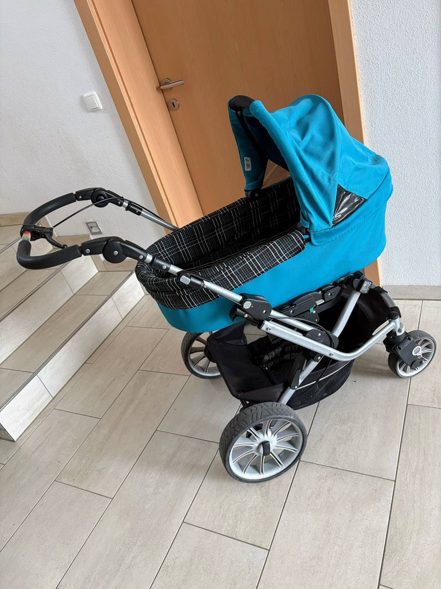 Teutonia Kinderwagen mit Babywanne, Babyschalenaufsatz, Handbremse und  Feststellbremse,  48,- (4501 Neuhofen an der Krems) - willhaben
