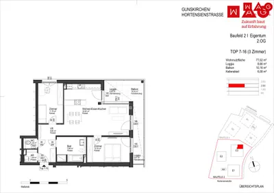 3-Zimmer-Wohnung kaufen in Wels-Land – 77,02 m², € 359.400 – Bild 5 von 6