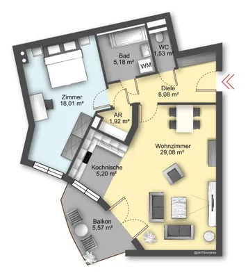 2-Zimmer-Wohnung mieten in Baden – 69 m², € 1.193 – Bild 17 von 17