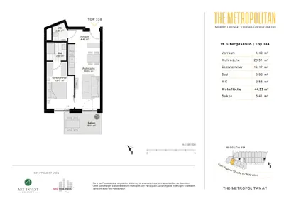 2-Zimmer-Wohnung mieten in Wien – 44,55 m², € 1.150 – Bild 18 von 18