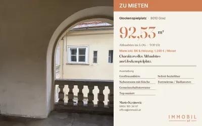 2-Zimmer-Gewerbeimmobilie mieten in Graz – 92 m², € 1.248
